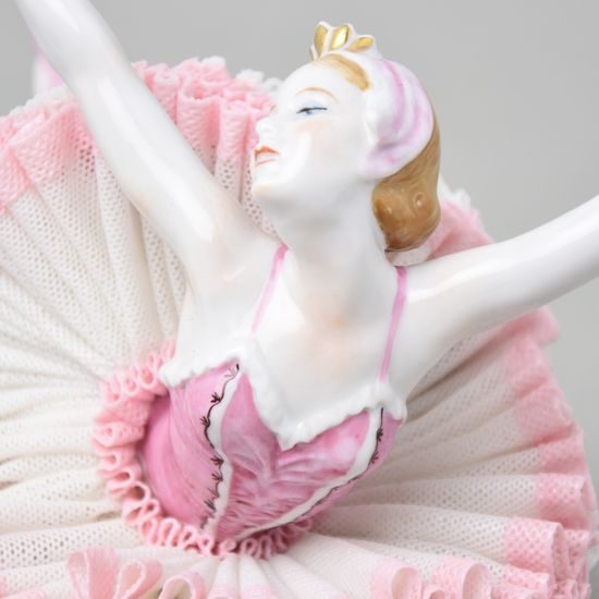 Ballerina with lace 23 x 16 x 15 cm, Kurt Steiner, Porcelain Figures Unterweissbacher