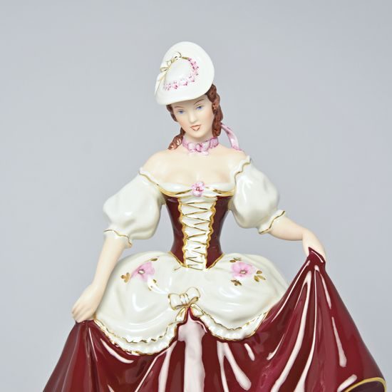Dívka s kloboukem 15 x 21,5 x 29,5 cm, Purpur, Porcelánové figurky Duchcov