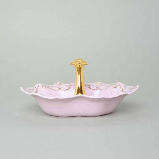 Košík 18 cm, Adélka 547, Růžový porcelán z Chodova