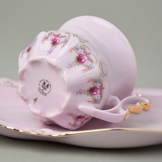 Šálek a podšálek televizní, Lenka 563, Růžový porcelán z Chodova