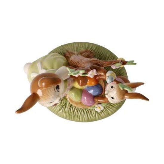 Figurine Rabbits - Charmingly decorated 16 / 11 / 17 cm, stoneware, Goebel