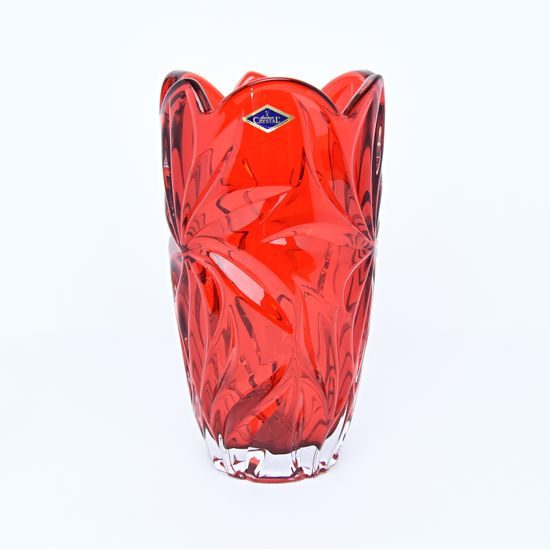 Skleněná váza Flora Red, 28 cm, Aurum Crystal