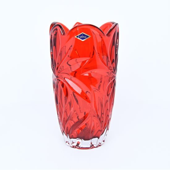 Crystal Vase Flora Red, 28 cm, Aurum Crystal