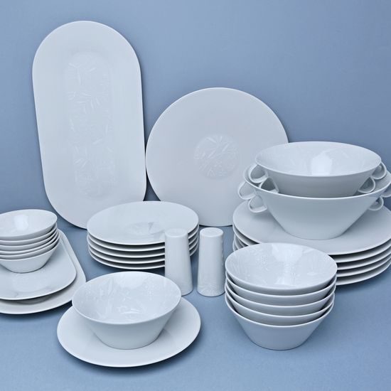Bohemia White DECOR, Jídelní souprava pro 6 osob, design Pelcl, Český porcelán a.s.