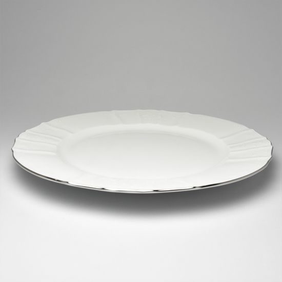 Dish round flat (club plate) 30 cm, Thun 1794, karlovarský porcelán, BERNADOTTE platinum