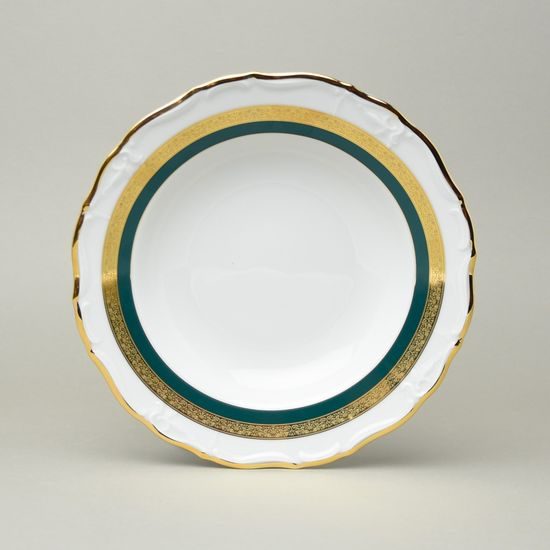 Talíř hluboký 23 cm, Marie Louise 8800501 zlato + zelená, Thun 1794 a.s.