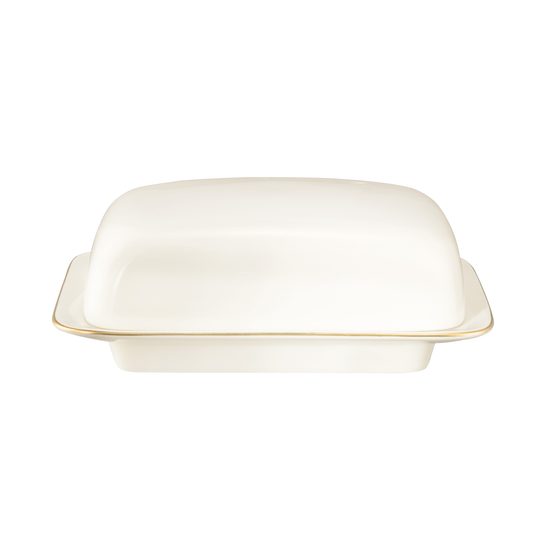 Butter dish with cover for 250 g of butter, Savona fine diamond with gold line, Seltmann porcelain