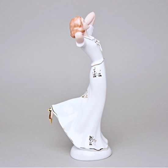 Lady 13,5 x 11 x 29 cm, White + Gold, Porcelain figures Duchcov