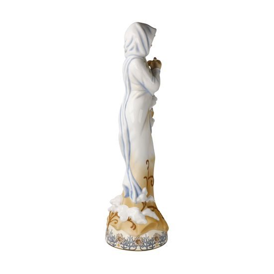 Winter 1900 porcelain figure, 10 / 9.5 / 31.5 cm, A. Mucha, Goebel
