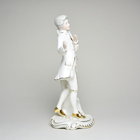 Gentleman Rococo 12 x 7 x 25 cm, White + Gold, Porcelain Figures Duchcov