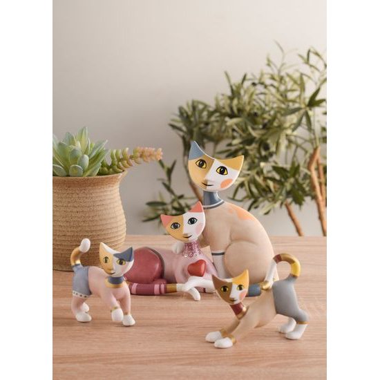 Cat Molly 7.5 / 2.5 / 7cm, biscuit china, Cats Goebel R. Wachtmeister