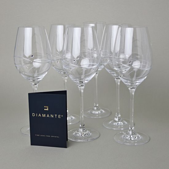 Spiral - Set of 6 wine glasses 350 ml, Swarovski Crystal, DIAMANTE