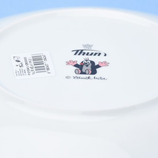 Talíř mělký 21 cm coup s Krtečkem a kačenkou, Thun 1794, karlovarský porcelán, Dětské soupravy a hrnky s Krtečke