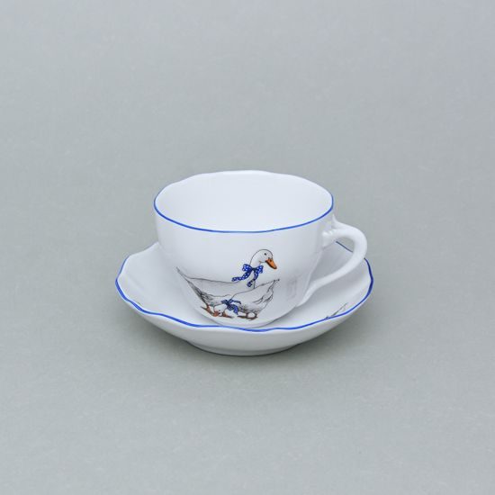 Šálek a podšálek B + B 0,21 l / 14 cm na kávu, Český porcelán a.s., husy