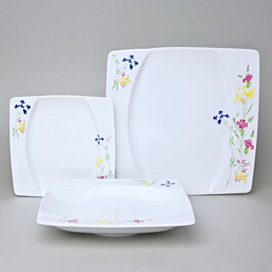 EYE luční kvítí, Talířová sada pro 6 osob, Thun 1794, karlovarský porcelán