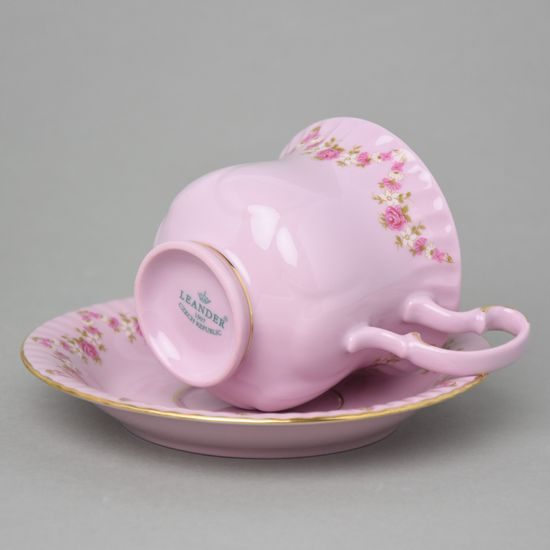 Cup 0,2 l + saucer 15 cm Monika, rose china, decor 158, Leander Loučky