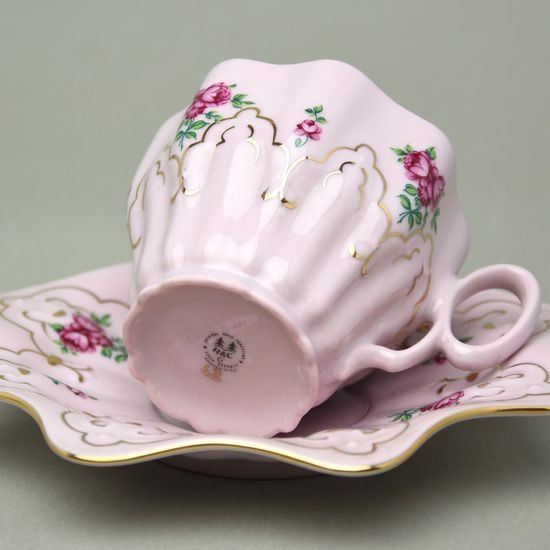Cup140 ml + saucer 160 mm Klára, decor no 417, Rose China Chodov