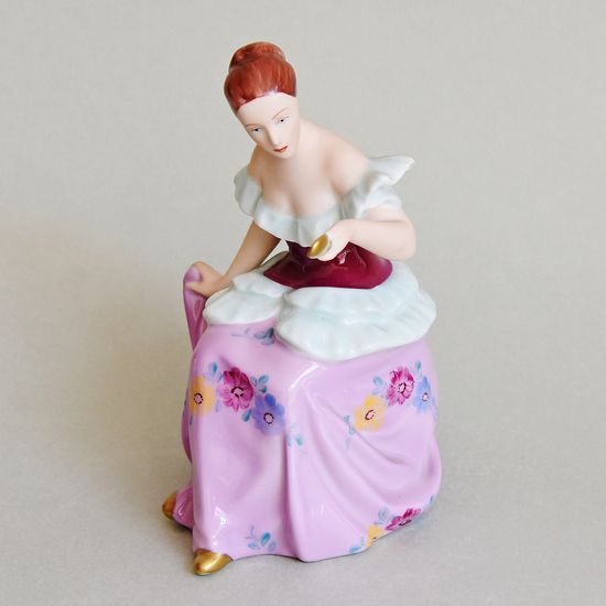 Lady With a Mirror 12,5 x 11 x 15,5 cm, Saxe, Porcelain Figures Duchcov