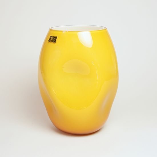 Egermann: Design Vase Triplex, Irregular Shape - Yellow, 23 cm, Crystal Vases Egermann