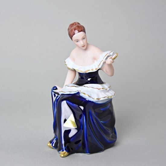 Žena se zrcadlem 12,5 x 11 x 15,5 cm, Porcelánové figurky Duchcov