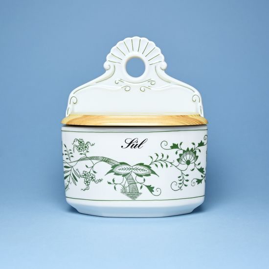 Wall jar with sign "Sůl" 0,70 l, Original Green Onion pattern
