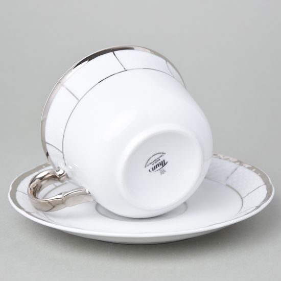 Cup 290 ml and saucer 170 mm, Thun 1794, Carlsbad porcelain, MENUET platina