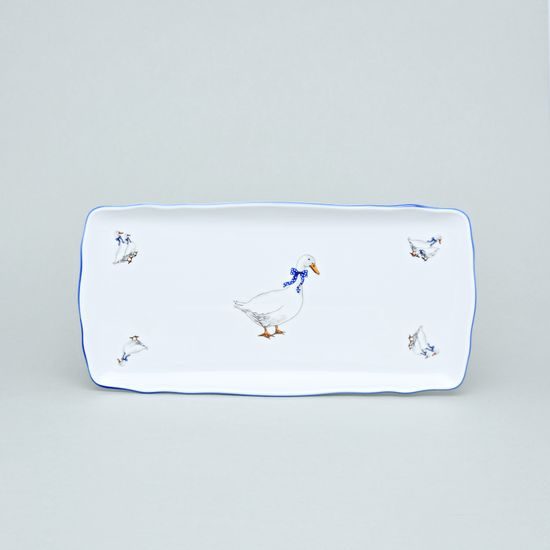 Podnos čtyřhranný 33 x 16 cm, Český porcelán a.s., husy