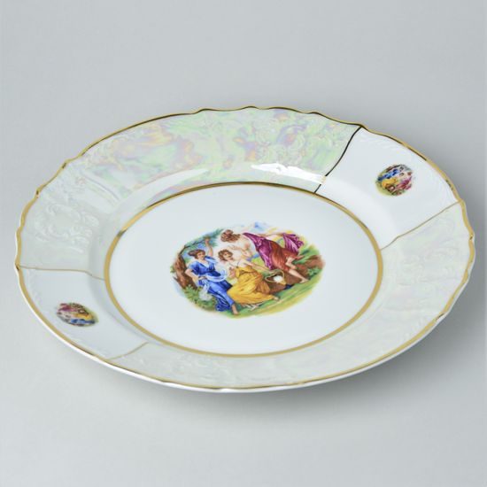 The Three Graces: Bowl flat round 32 cm, Thun 1794 Carlsbad porcelain, BERNADOTTE