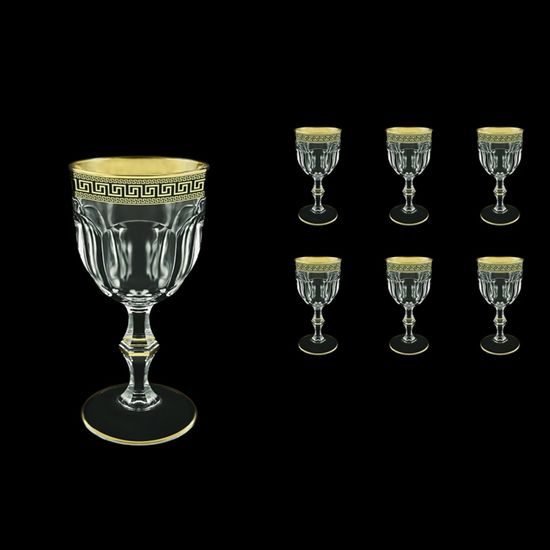 Astra Gold: Sklenice na víno 230 ml, 6 ks., křišťál, Provenza, Antique Golden Black dekor