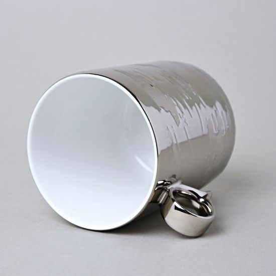 RESET, Hrnek / šálek čaj 370 ml, Titanová platina, design Tomáš Vrána, Český porcelán a.s.