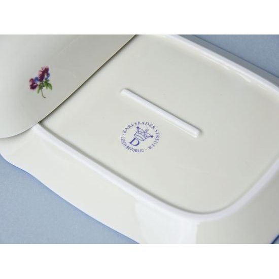 Butter dish for 250 g butter, Házenka ivory w/blue line, Český porcelán a.s.