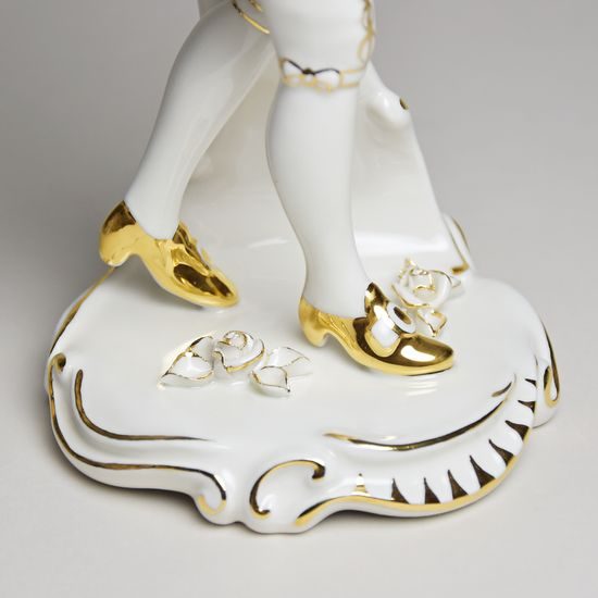 Gentleman Rococo 12 x 7 x 25 cm, White + Gold, Porcelain Figures Duchcov