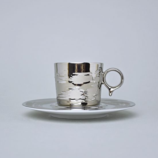 RESET, Cup and Saucer Espresso 100 ml, Titanium Platinum, Český porcelán a.s.