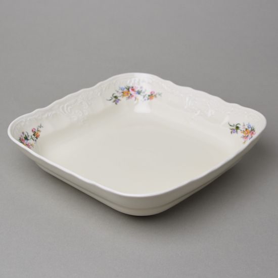 Mísa 4-hranná 25 cm J, Thun 1794, karlovarský porcelán, BERNADOTTE ivory + kytičky