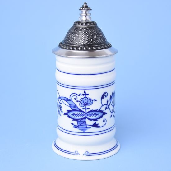 Blue Onion: Tankard 0,5 l with pewter lid, Leander Loučky