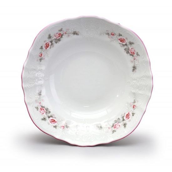Pink line: Bowl 23 cm, Thun 1794 Carlsbad porcelain, BERNADOTTE roses