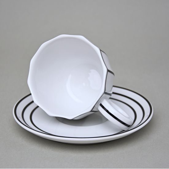 Cup and Saucer Šárka 160 ml, Black Line, Goldfinger porcelain