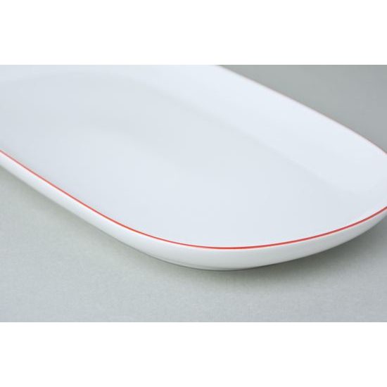 Dish oval 36 cm, Thun 1794 Carlsbad porcelain, TOM red