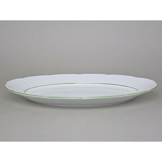 7047703: Dish oval flat 32 cm, Thun 1794, karlovarský porcelán, NATÁLIE light green lines