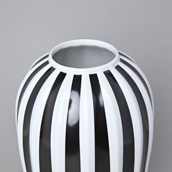 Vase Retro Z 26 cm, White + Black Line, Goldfinger Porcelain