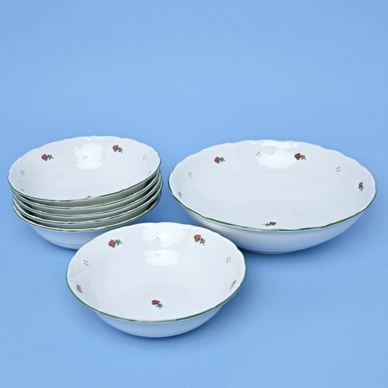Compot set for 6 pers., Verona red flowers + green, G. Benedikt 1882