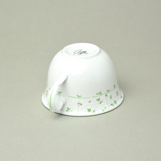 Cup low 210 ml tea, Thun 1794, karlovarský porcelán, Natálie green flowers