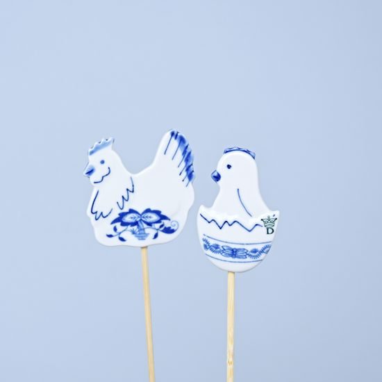 Easter decoration Hen on skewer , 5,6 x 5,1 cm, Original Blue Onion Pattern