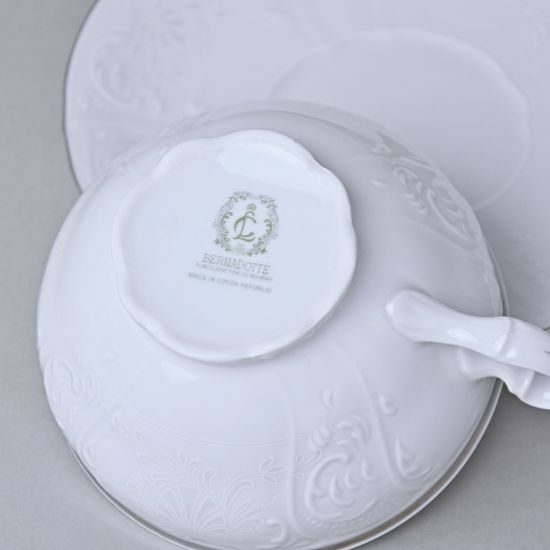 Šálek a podšálek čajový 275 ml / 18 cm, Thun 1794, karlovarský porcelán, BERNADOTTE mráz, platinová linka