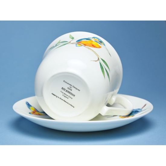 Ledňáček: Šálek 420 ml a podšálek snídaňový, anglický kostní porcelán Roy Kirkham