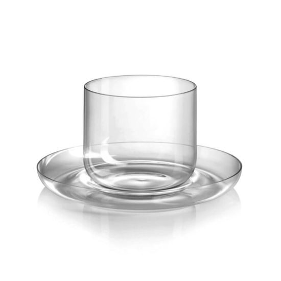 Kávový set na cappuccino 265 ml, Drop Šedý kouř, sklárna Květná