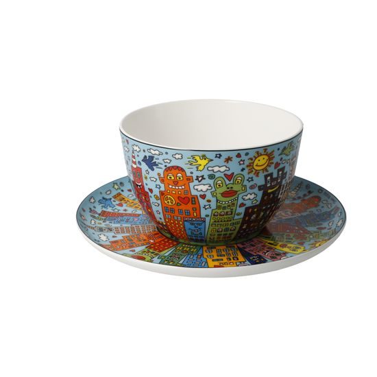 Cup and saucer James Rizzi - My New York City Day, 500 ml / 19 cm, Fine Bone China, Goebel