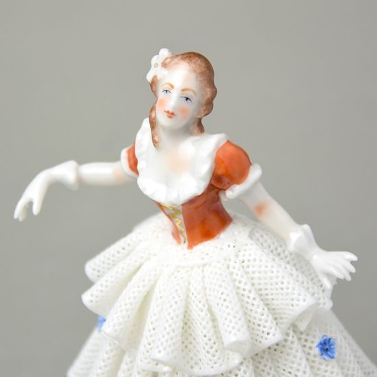 Dancer with lace 8 x 6 x 12 cm, Kurt Steiner, Porcelain Figures Unterweissbacher