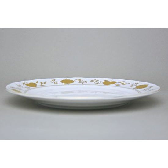 Talíř mělký 26 cm, zlatý Cibulák, Český porcelán z Dubí