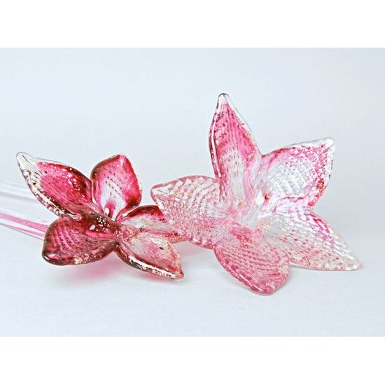 Flower with stem (pink with gold) 62 cm, 1 pc., Pačinek GLASS